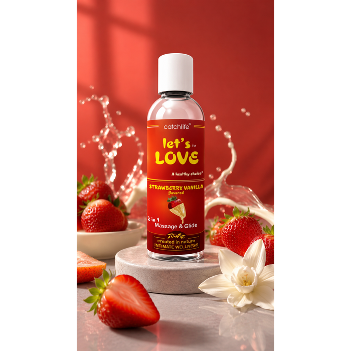Ulei masaj si Gel Masaj Lubrifiant Nature Body Let's Love Capsuni Vanilie, 100 ml